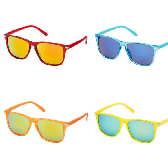 Blue Gem Color Pop Beach Sunglasses - Blue w/Yellow Mirror Lens - See Last Photo - Picture 2 of 4